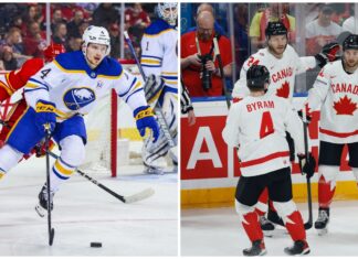 Hockey-VM: Beskedet – Kanadas Bowen Byram stängs av Collage med Bowen Byram och Kanada.