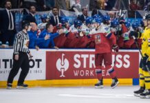 VM-gulddrömmen över för Tre Kronor – föll tungt mot Tjeckien Tjeckien firar ett mål.