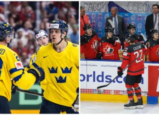 Hockey-VM: Inför bronsmatchen mellan Sverige och Kanada Collage med Tre Kronor och Kanada.