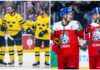 Hockey-VM: Inför semifinalen mellan Sverige och Tjeckien Collage med Tre Kronor och Tjeckien.