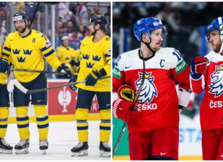 Hockey-VM: Inför semifinalen mellan Sverige och Tjeckien Collage med Tre Kronor och Tjeckien.